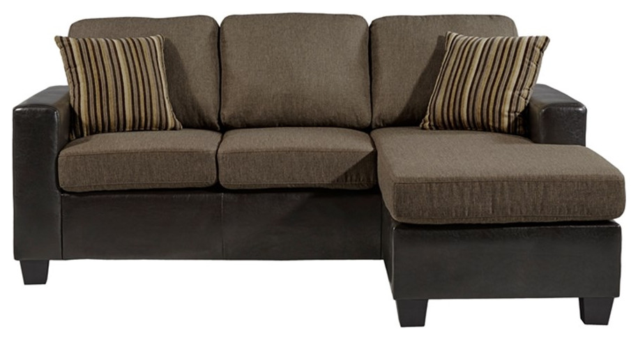 Lexicon Slater Reversible Sofa Chaise with 2 Pillows in Brown   Transitional   Sectional Sofas   by Homesquare  Houzz