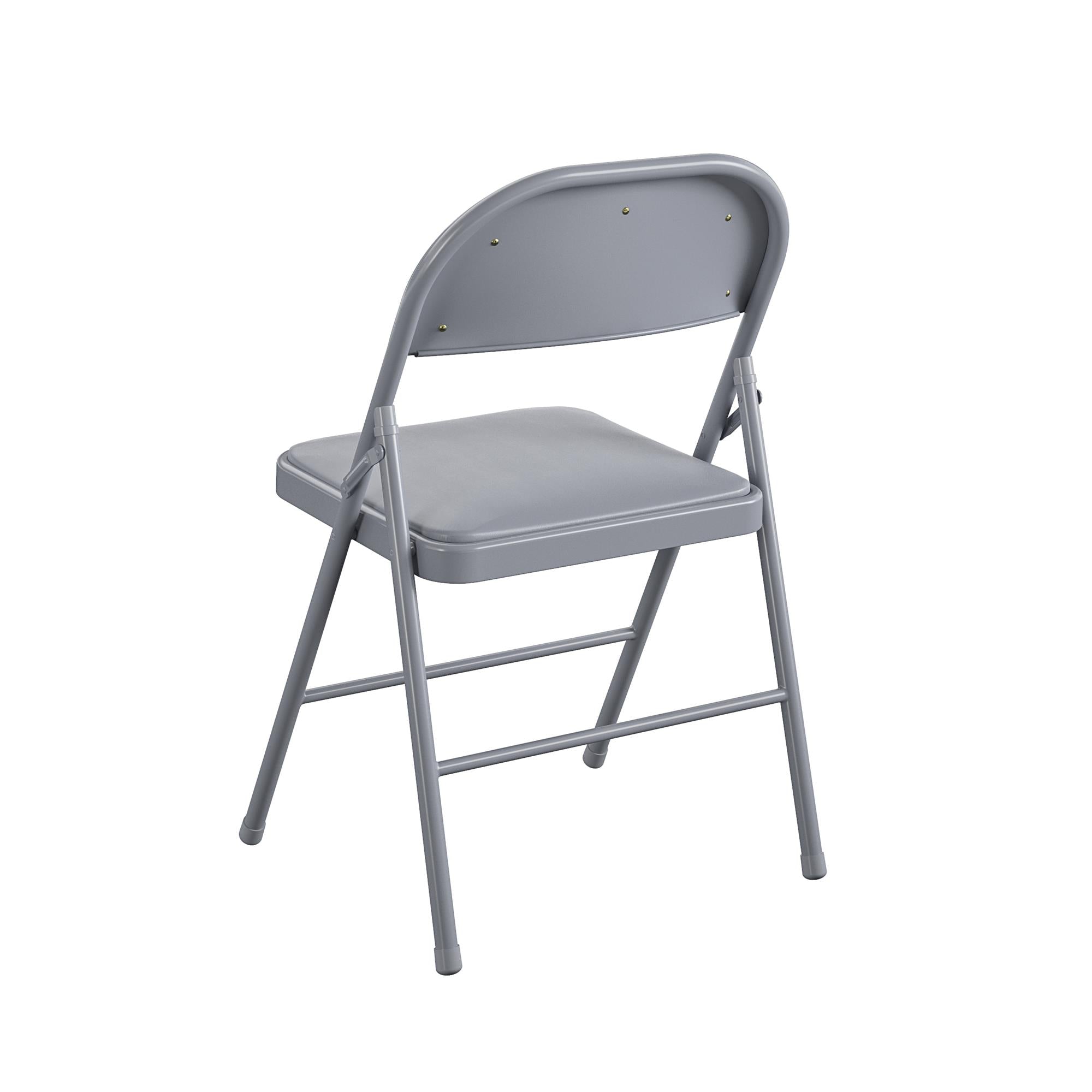 COSCO Premium Vinyl Padded Metal Folding Chair, Double Braced, Gray, 4-Pack