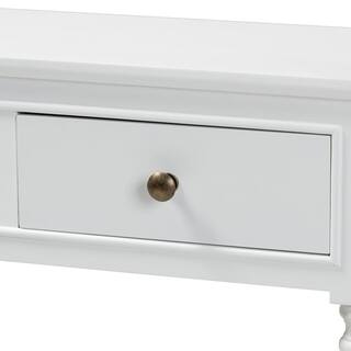 Baxton Studio Calvin 10 in. White Standard Rectangle Wood Console Table with Drawers 165-10697-HD