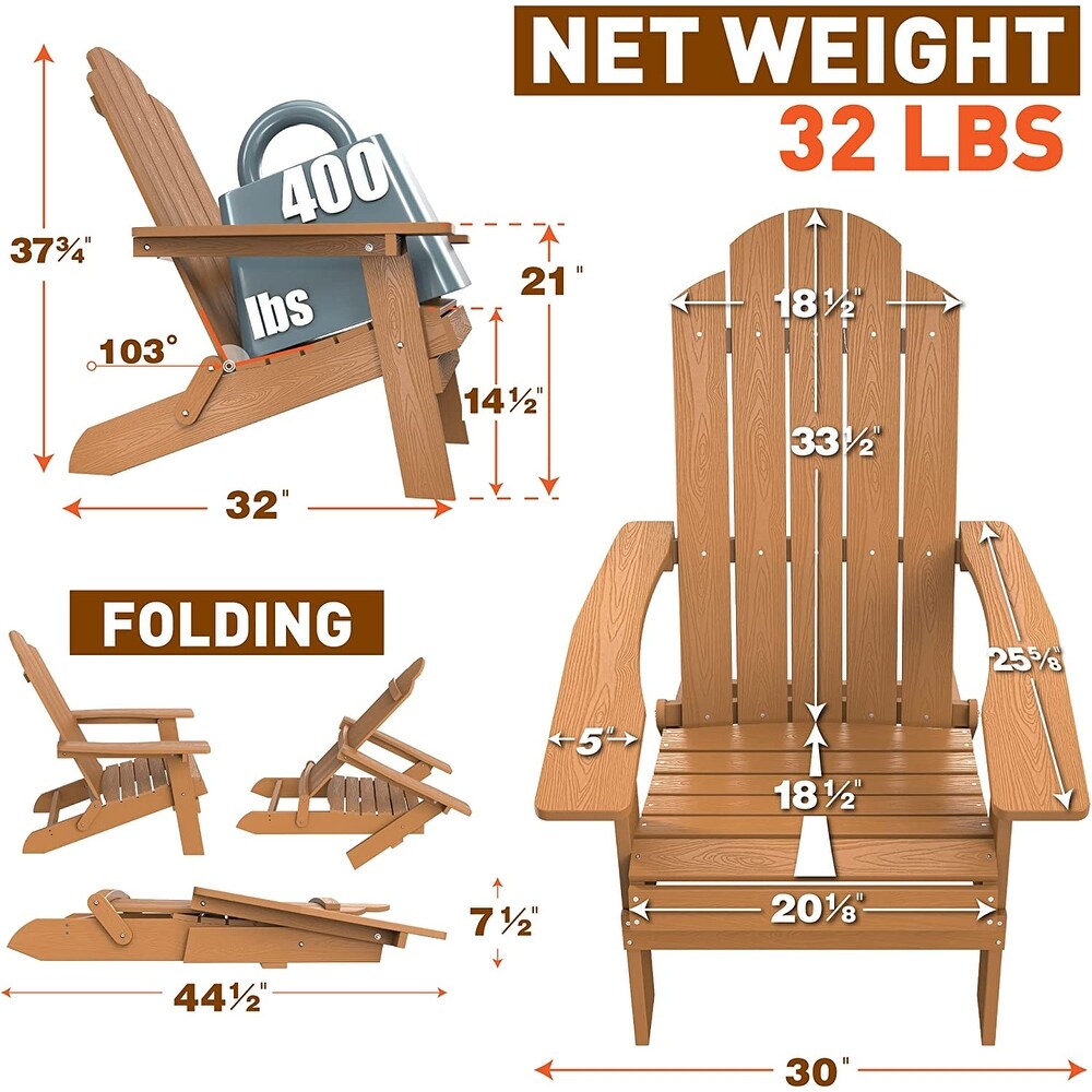 WINSOON  Weather HIPS Outdoor Folding Adirondack Chair Outdoor Garden Patio Chair