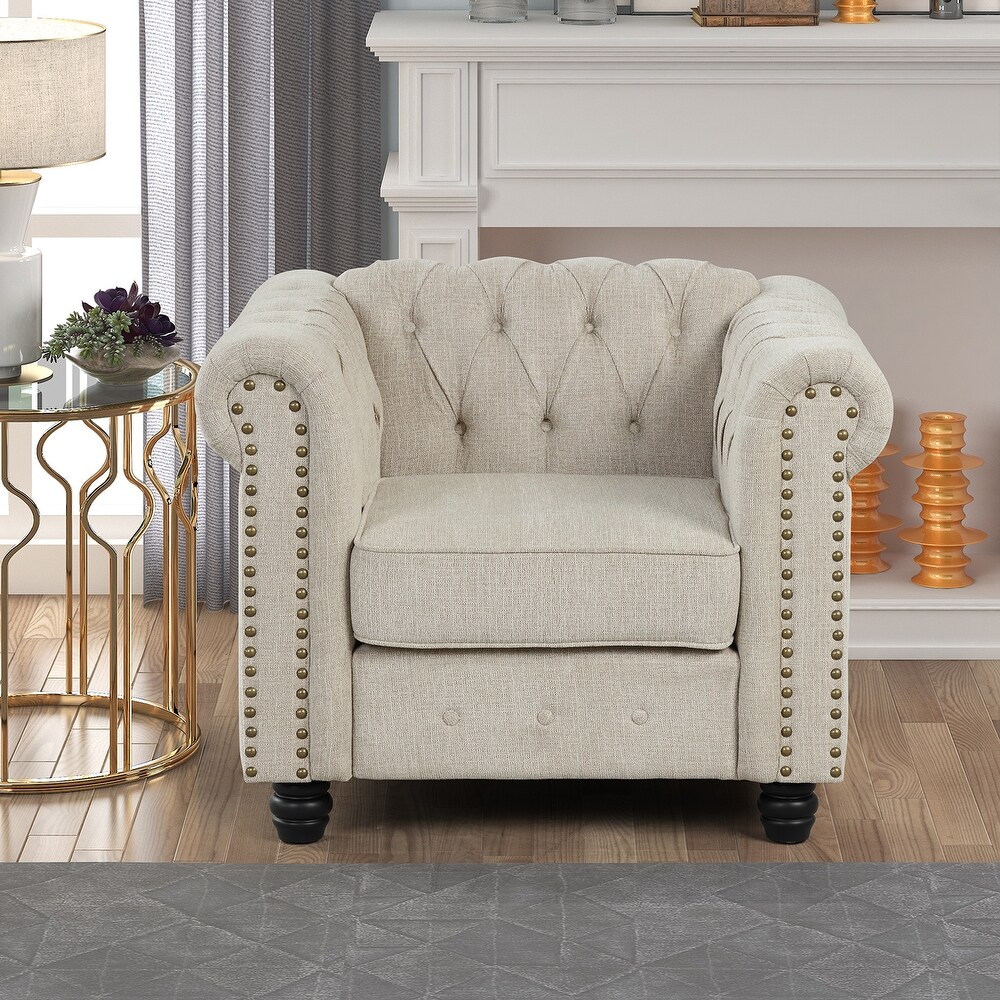 Morden Fort Tufted Upholstered Chesterfield Armchair