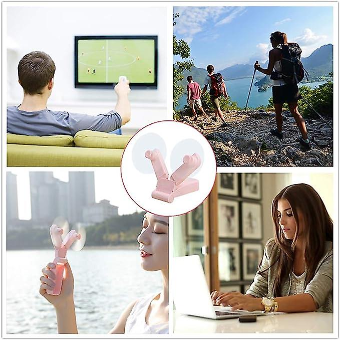 Portable Handheld Fan， Mini Pocket Fan Usb， Suitable For Women Girls Outdoor Travel， Dual Heads With 2 Speed Strong Wind Pink