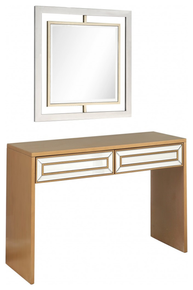 Antiqued Gold Finish Mirror and Console Table   Contemporary   Console Tables   by UStradeENT LLC  Houzz