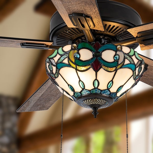 a River of Goods Oil-Rubbed Bronze and Stained Glass 52-Inch 3-Light Remote-Controlled Ceiling Fan Shopping - The Best Deals on Ceiling Fans | 40803857