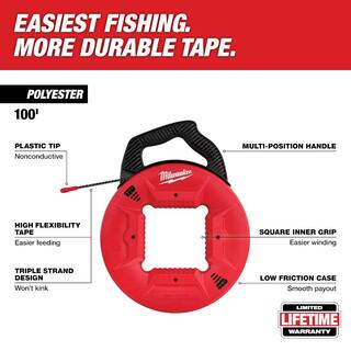 MW 100 ft. Polyester Fish Tape with Non-Conductive Tip 48-22-4165