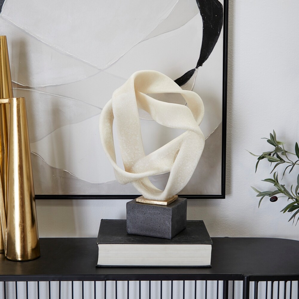 White Polystone Contemporary Abstract Sculpture