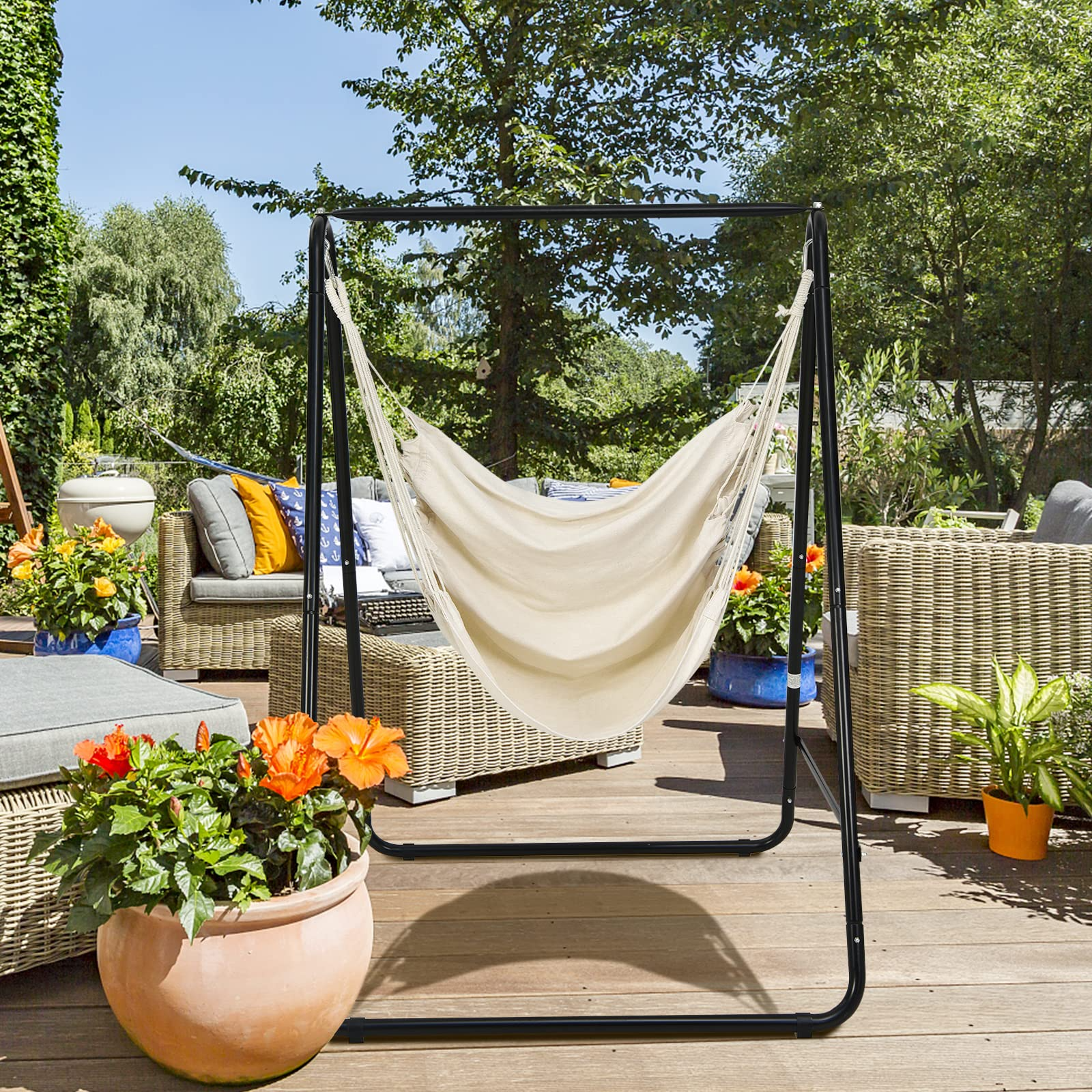 Heavy-Duty Powder-Coated Steel Stand with Hanging Swing Chair