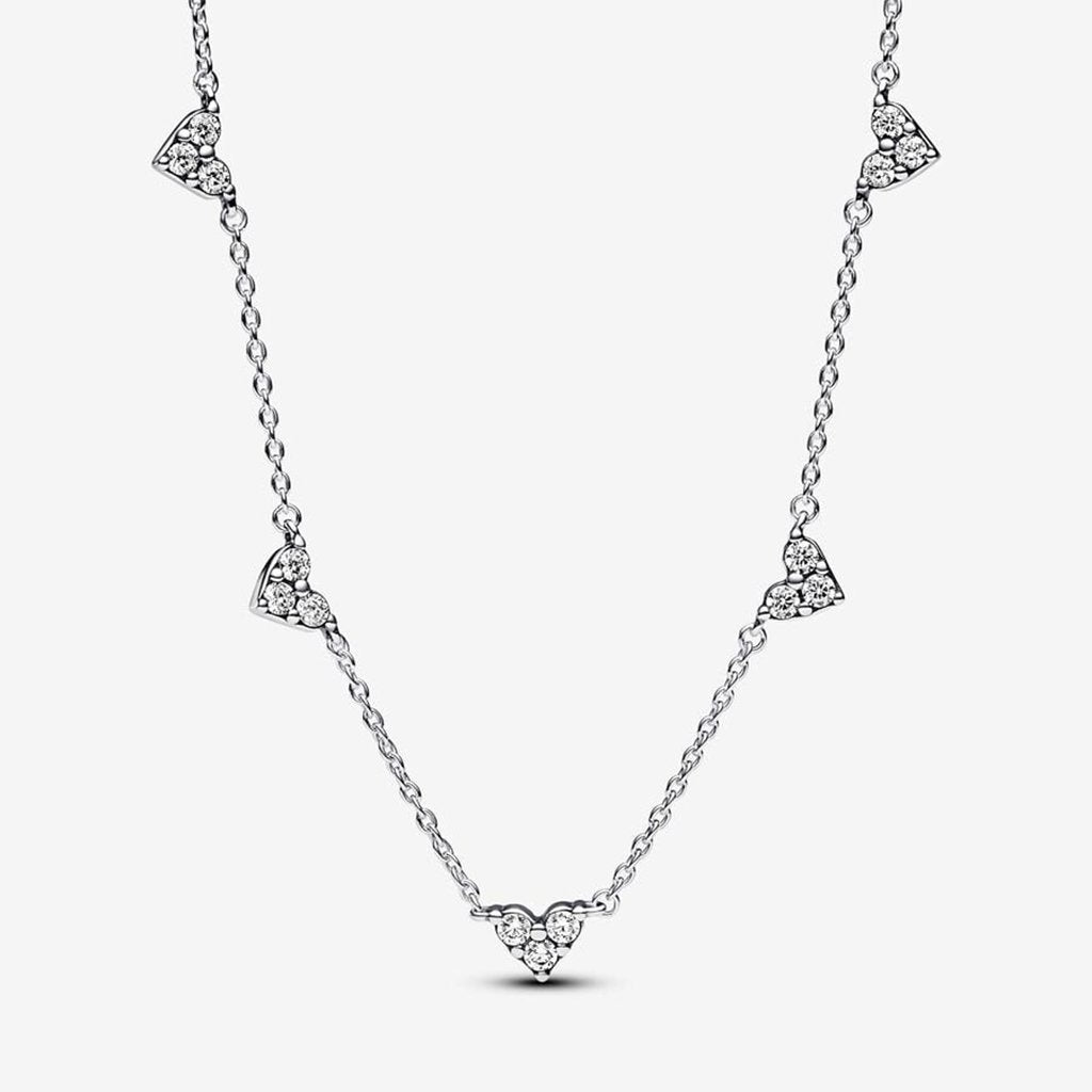 PANDORA  Triple Stone Heart Station Chain Necklace - Sterling Silver