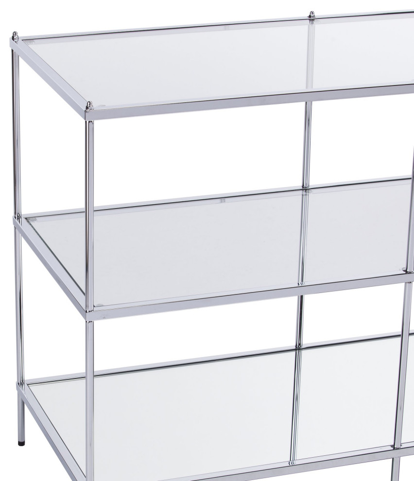 Glam Console Table  Metallic Chrome Finished Frame With Multiple Glass Shelves   Contemporary   Console Tables   by Decorn  Houzz