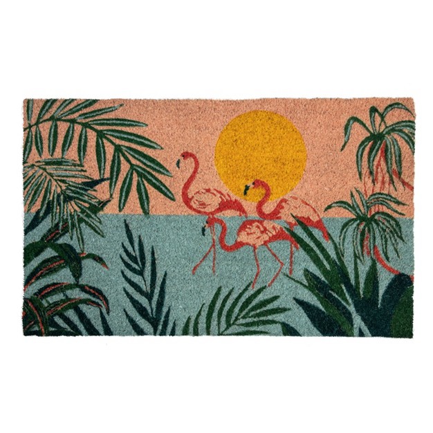 X 2 x27 4 quot Flamingo Lagoon Indoor outdoor Coir Doormat