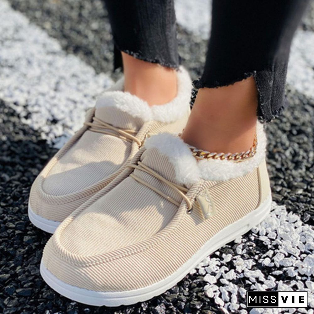 New Women Snow Boots Winter Plus Velvet Thick Flat Loafers Warm Ankle Boots Women's Casual Cotton Shoes Slippers Plus Size Plush Shoes Comfortable Wearing Tenis Feminino