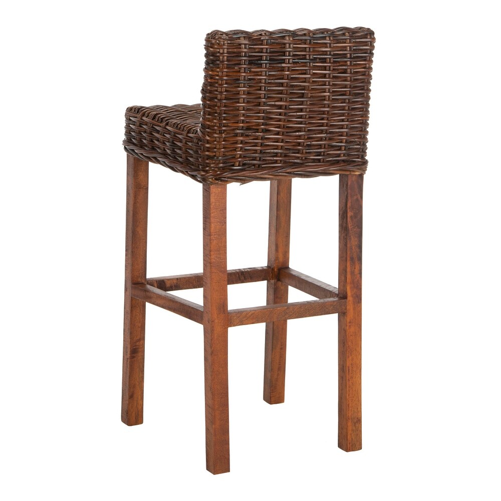 SAFAVIEH 30  Inch St. Thomas Indoor Wicker Brown Bar Stool   17.7\