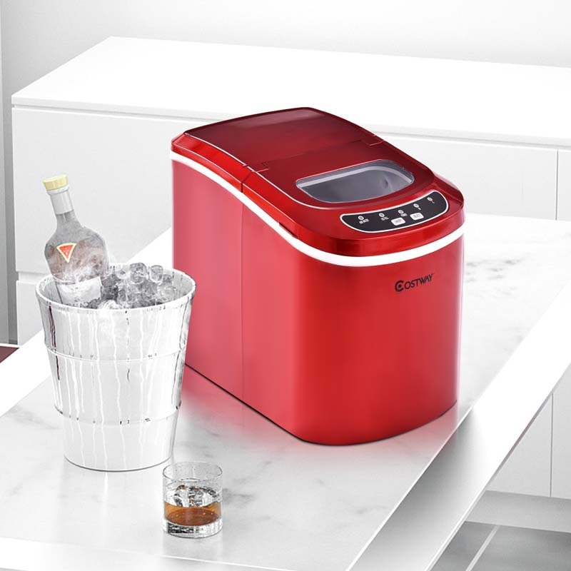 26LBS/24H Mini Portable Ice Maker Countertop, Compact Ice Machine with Ice Scoop