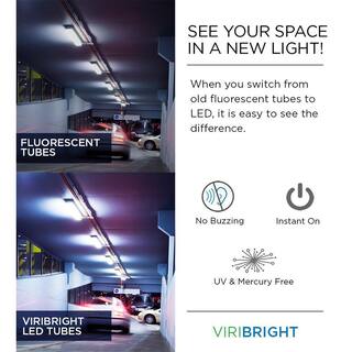 Viribright 120-Watt 48 in. Equivalent Linear T8 Tube LED Tubular Bulb (Clear) (6000K) (10-Pack) 519019