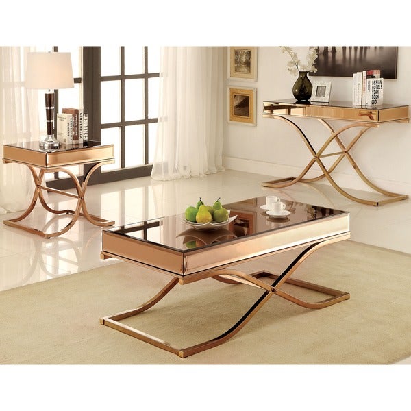 Furniture of America Laja Contemporary Copper Metal 24-inch Side Table