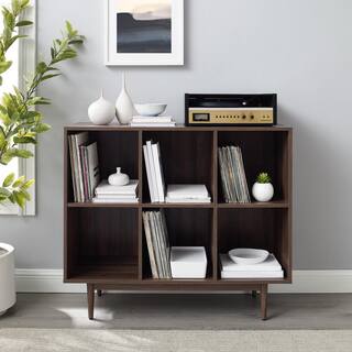 CROSLEY FURNITURE Liam 36 in. Walnut Engineered Wood 6-Shelf Accent Bookcase CF1121-WA