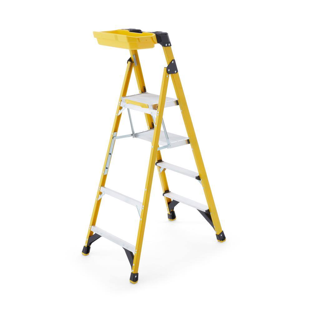 Gorilla Ladders 5.5 ft. Fiberglass Dual Platform Step Ladder with Project Bucket (10 ft. Reach) 300 lbs. Capacity Type IA Duty Rating GLXF-5B