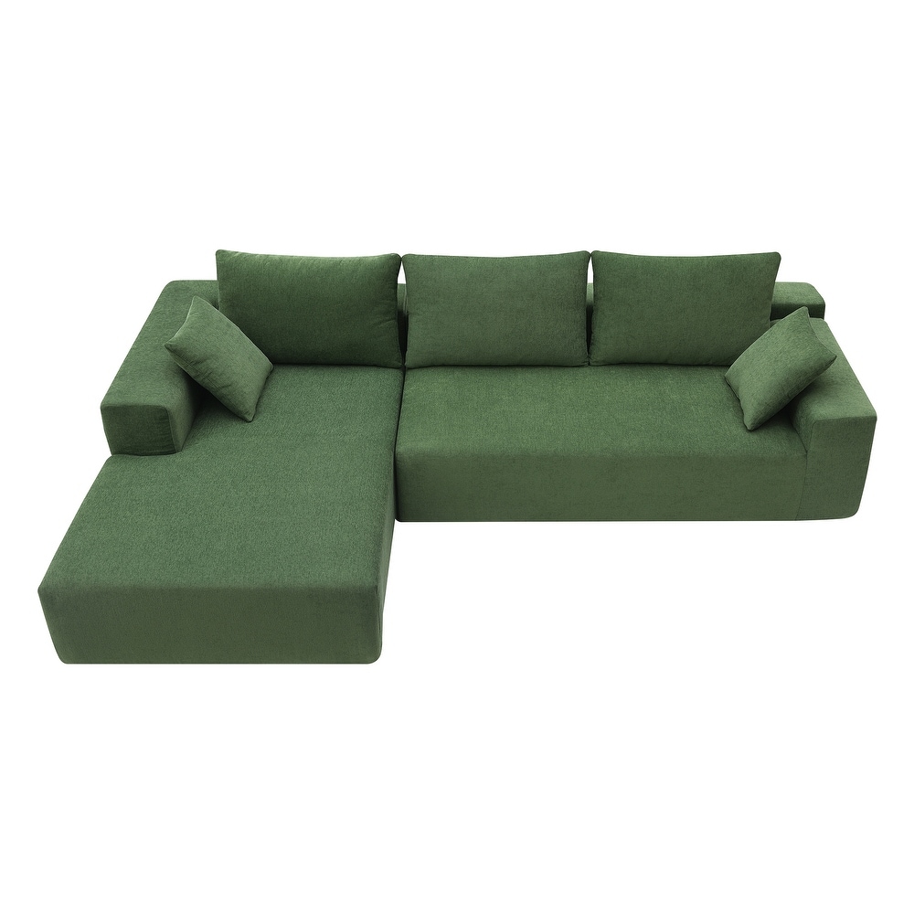 Minimalist Style Modular Sectional Sofa Chenille Fabric L Shape Couch Set with 2 Pillows