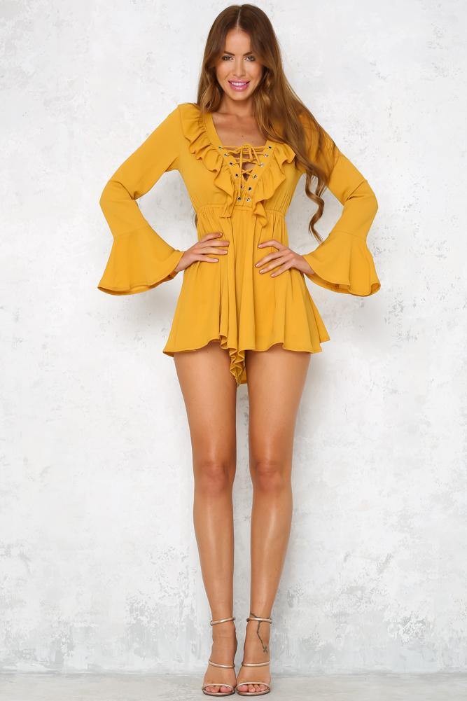 Kiss Me Quick Romper Mustard