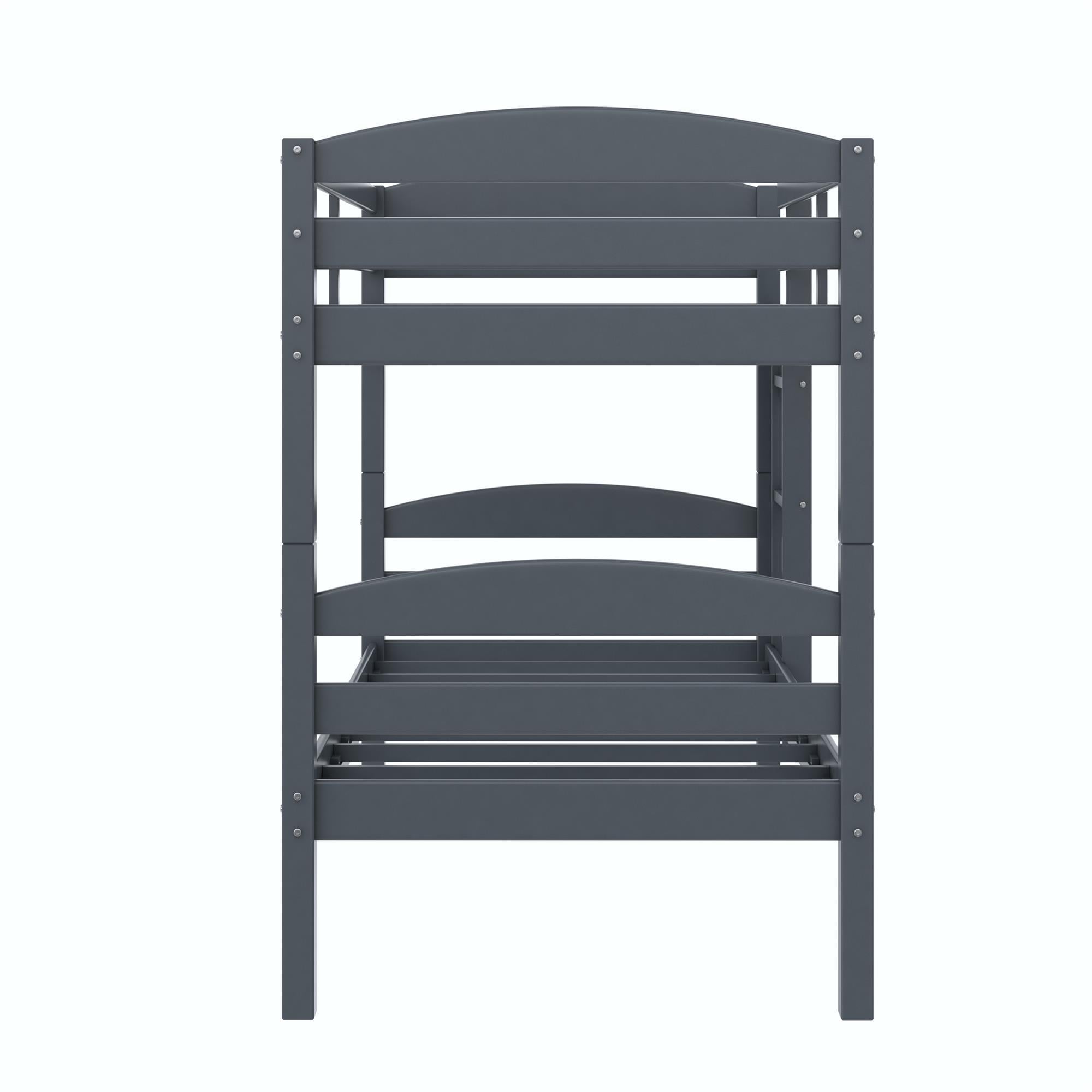 Better Homes & Gardens Leighton Solid Wood Twin-over-Twin Convertible Bunk Bed, Gray