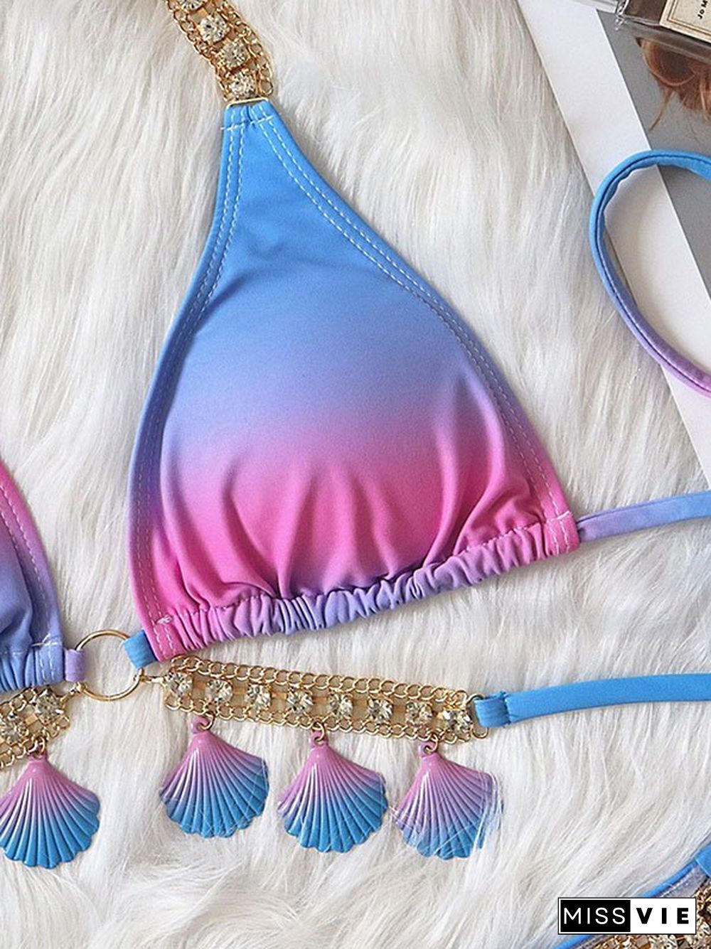 Scallop Design Ombre Bikini Set