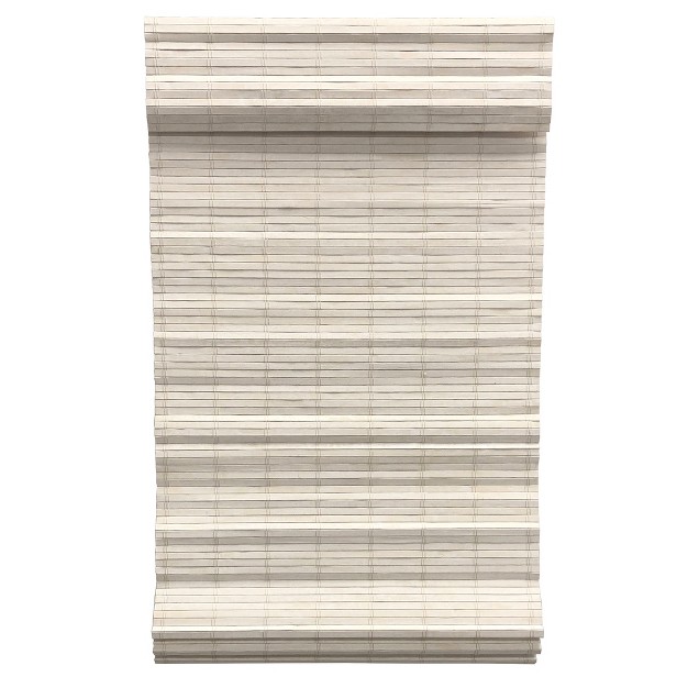 Radiance Brooklyn 27 in Cordless White Distressed Bamboo Roman Shade