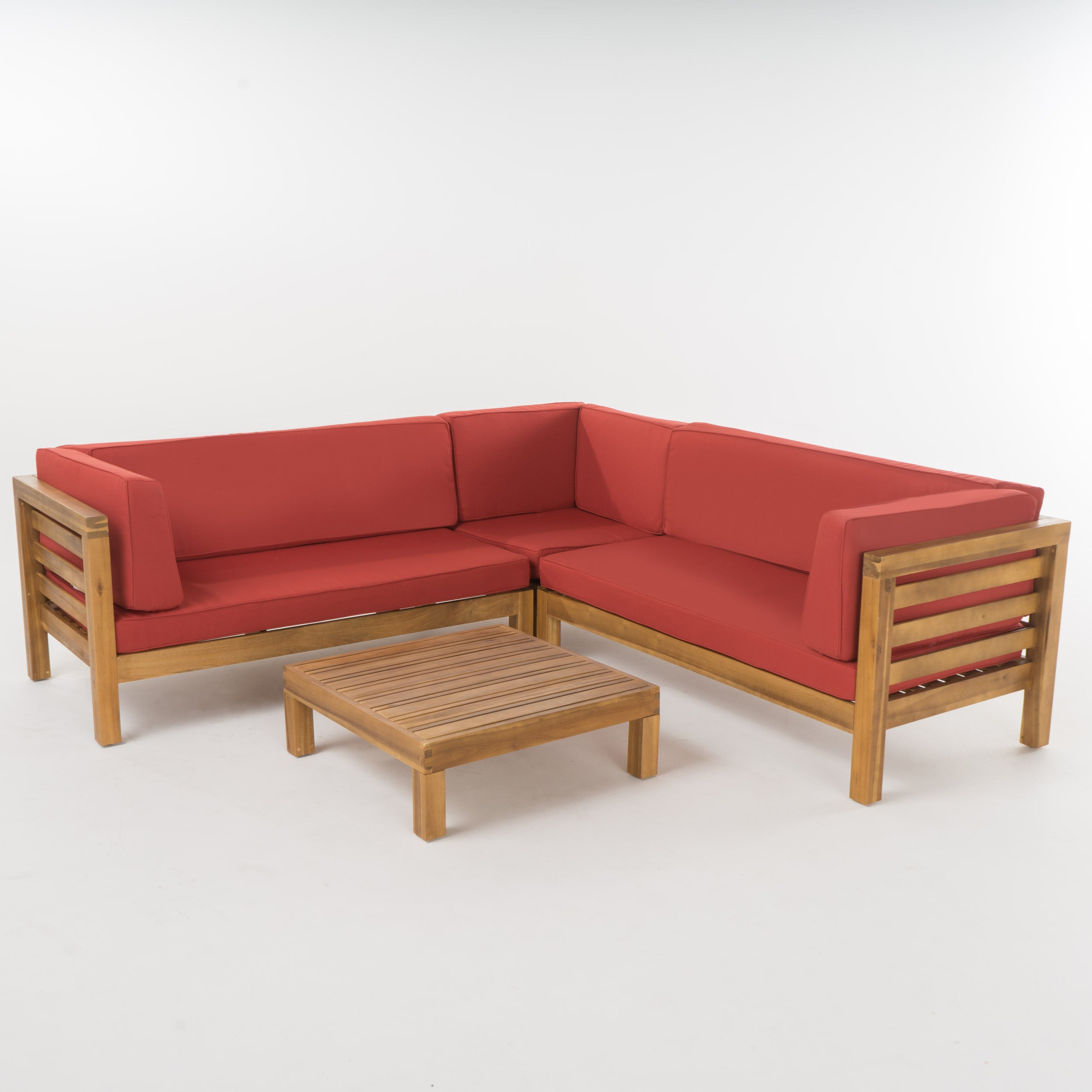 Ravello 4 Piece Outdoor Wooden Sectional Set with Cushions