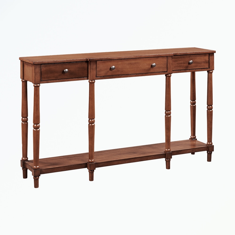 Solid Wood Console Table  with Storage Shelf and Drawer