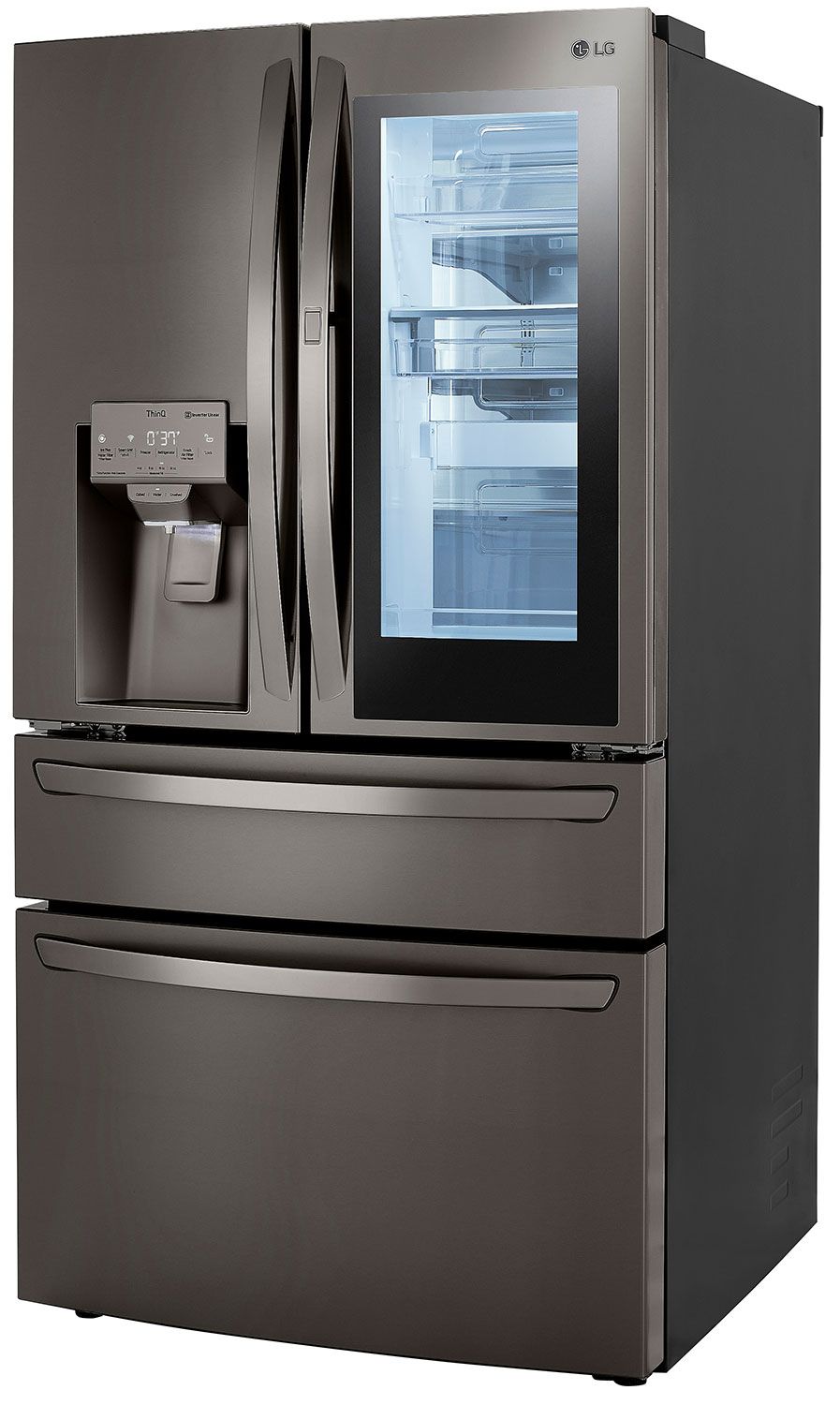 LG 23 Cu. Ft. PrintProof Black Stainless Steel Smart Wi-Fi Enabled InstaView Door-In-Door Counter-Depth Refrigerator With Craft Ice Maker