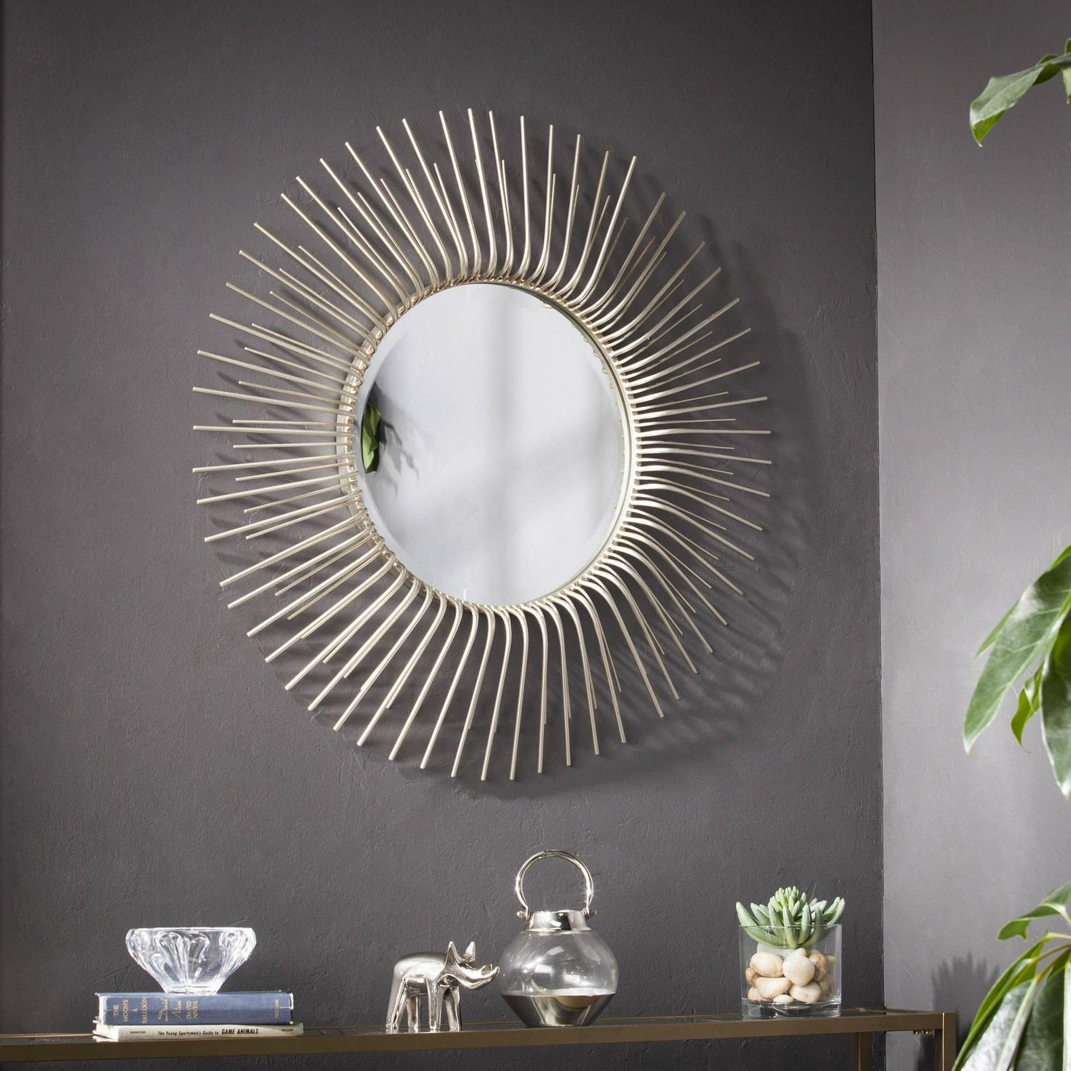 Southern Enterprises Toussai Round Oversized Sunburst Wall Mirror， Champagne Gold