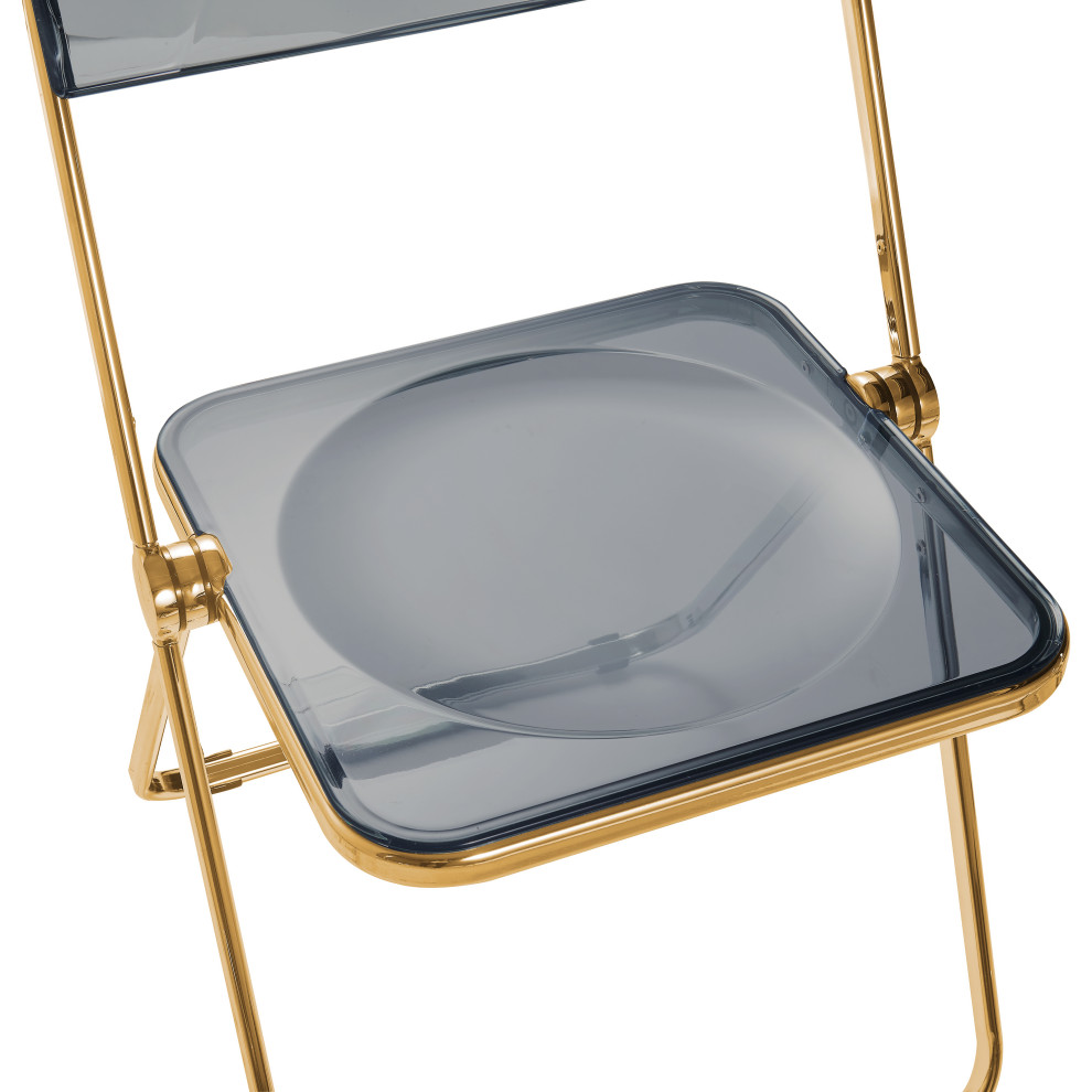 Lawrence Acrylic Folding Chair With Gold Frame Set of 2   Contemporary   Folding Chairs And Stools   by LeisureMod  Houzz