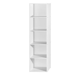 HODEDAH 5-Shelf 59 in. H White Wood Bookcase HID25 WHITE