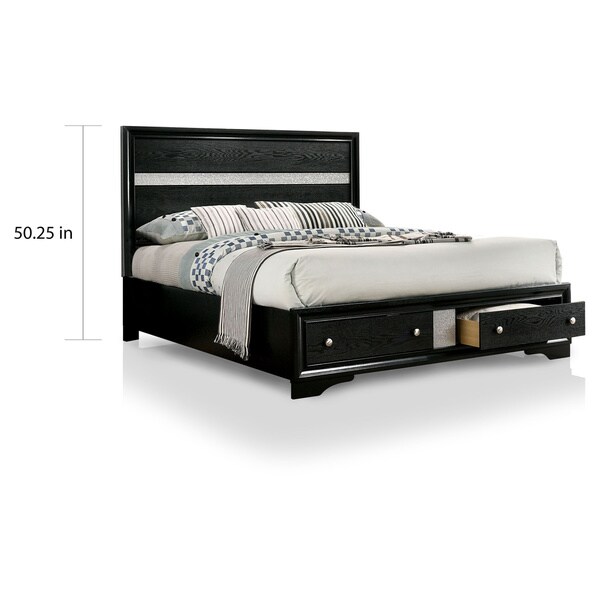 Furniture of America Manzini Black 2-piece Bed and Chest Set - - 30374676