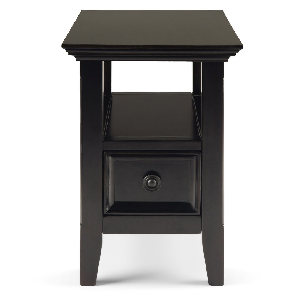 WYNDENHALL Halifax SOLID WOOD 14 inch Wide Rectangle Transitional Narrow Side Table in Hickory Brown   14 inch Wide