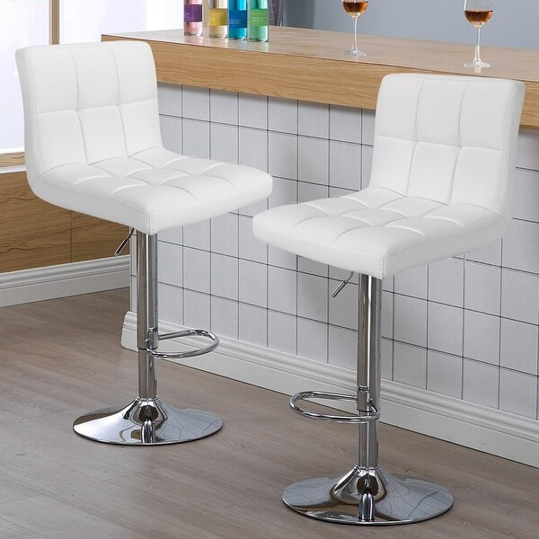 Yaheetech 2pcs Adjustable Modern Faux Leather Swivel Bar Chairs