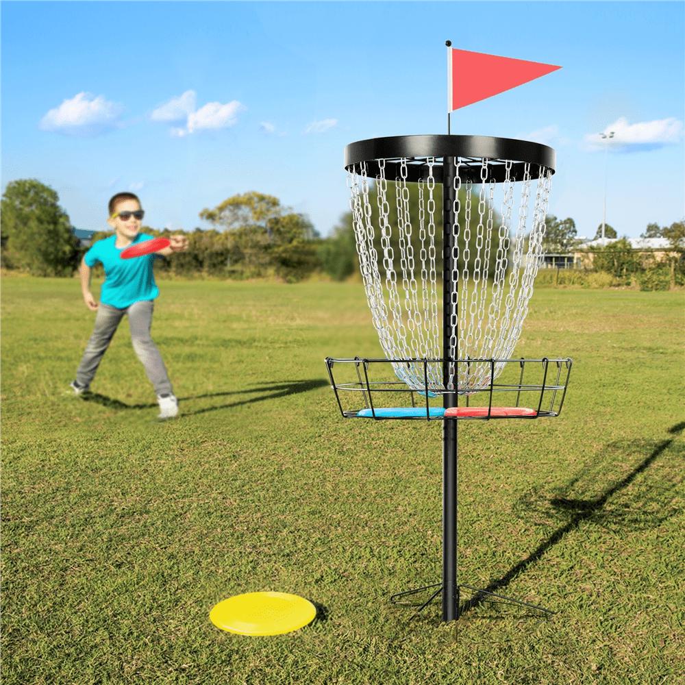 SmileMart 24-Chain Disc Golf Goal for Target Practice with Carrying Bag and 3 Discs， Black