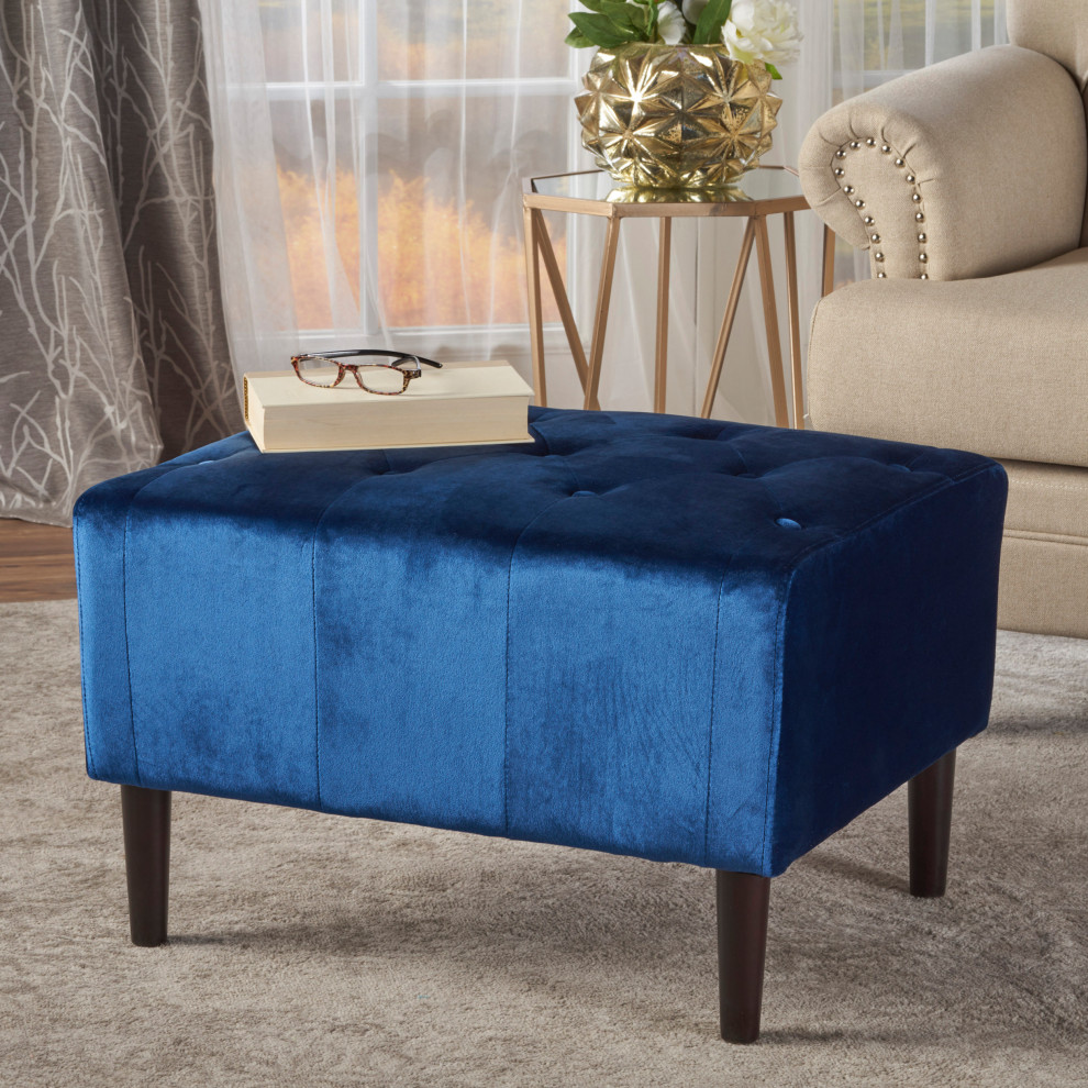 GDF Studio Kalani Tufted New Velvet Ottoman   Midcentury   Footstools And Ottomans   by GDFStudio  Houzz