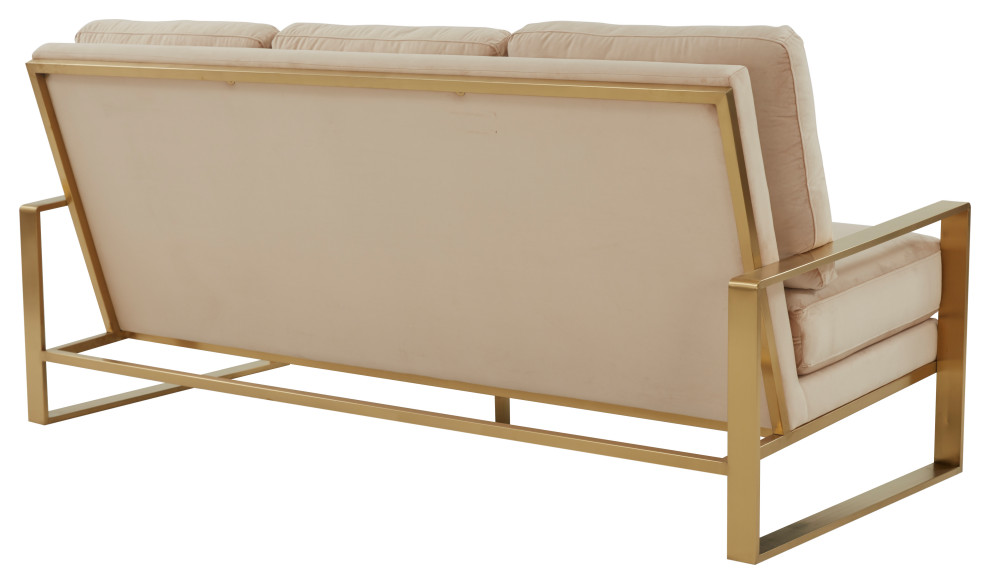 LeisureMod Jefferson Modern Design Velvet Sofa With Gold Frame   Contemporary   Sofas   by LeisureMod  Houzz