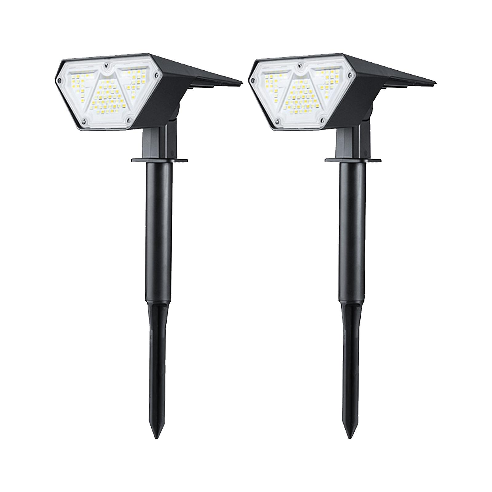 2pcs Led Solar Spotlight Adjustable 2 In 1 Landscape Stake Lights Wall Light Waterproof Outdoor Lights For Yard Walkway Patio Decoration Lamp Warm Whi