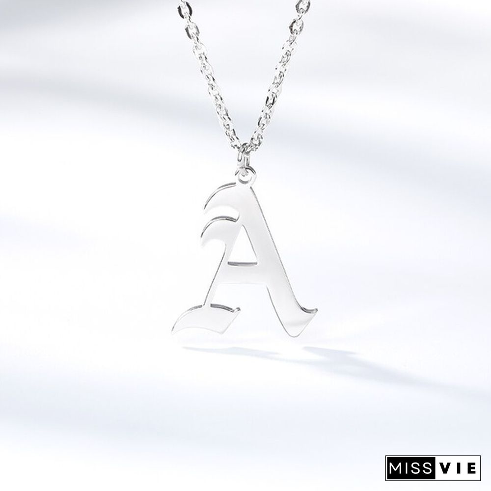 Initials Necklace Custom Letter Necklace For Women Stainless Steel Gold Chain A-Z Letters Old English Font Chain Christmas gifts