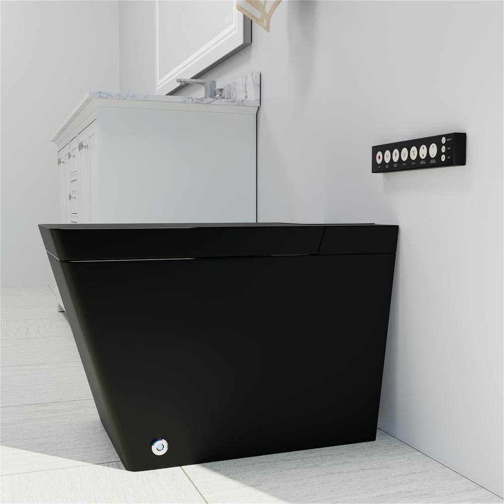 BTCSTAR Smart Toilet Bidet One-piece 0.81.2 GPF Dual Flush Square Toilet in. Matte Black Seat with Remote Panel BTCMFBTCT2005MB