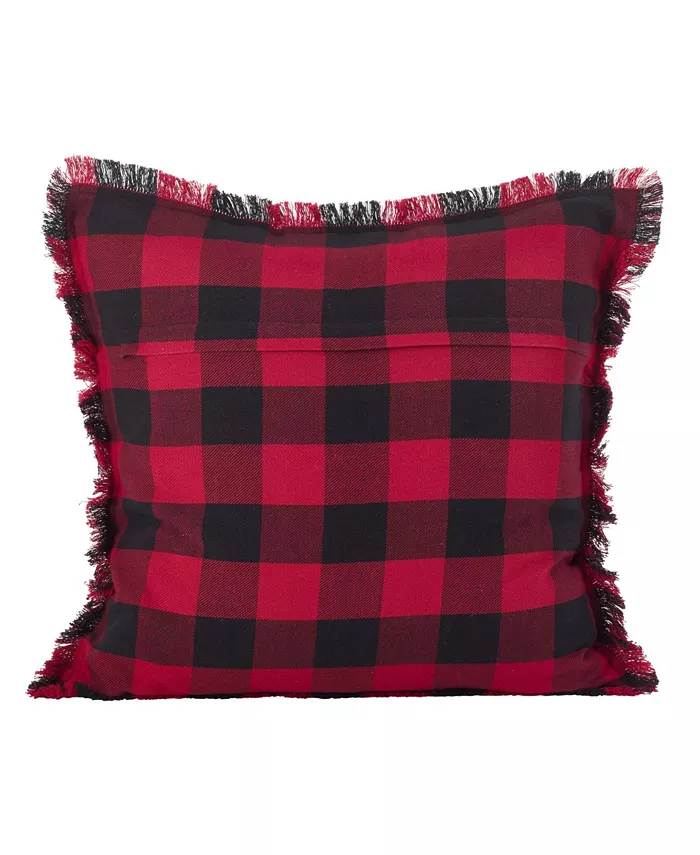 Saro Lifestyle Buffalo Plaid Fringed Decorative Pillow， 20 x 20