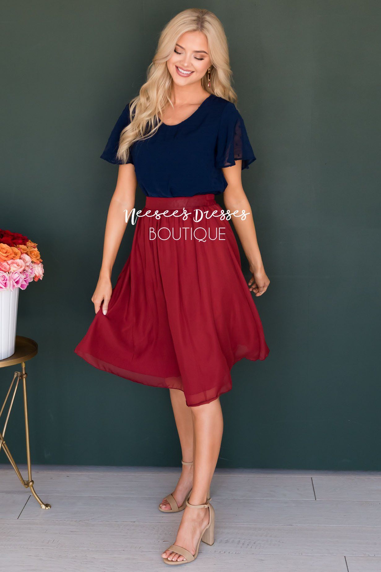 Deep Rust Chiffon Skirt