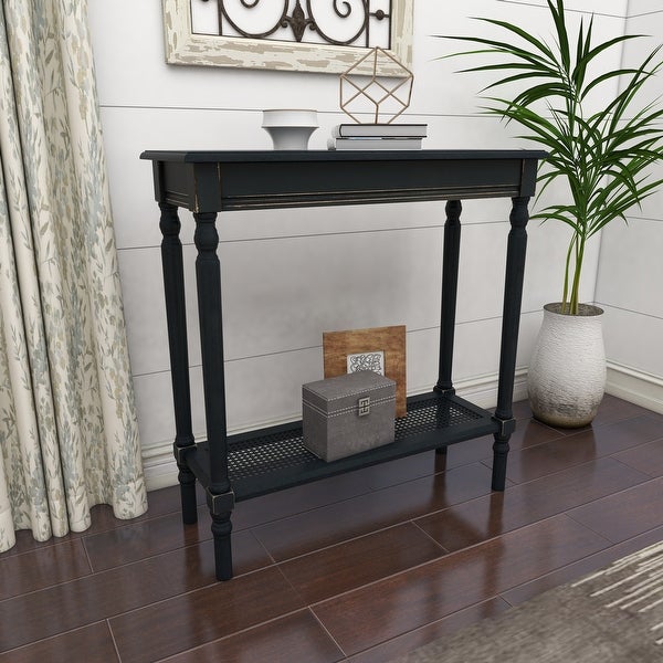 Black Wood French Country Farmhouse Traditional Console Table - 31 x 21 x 32