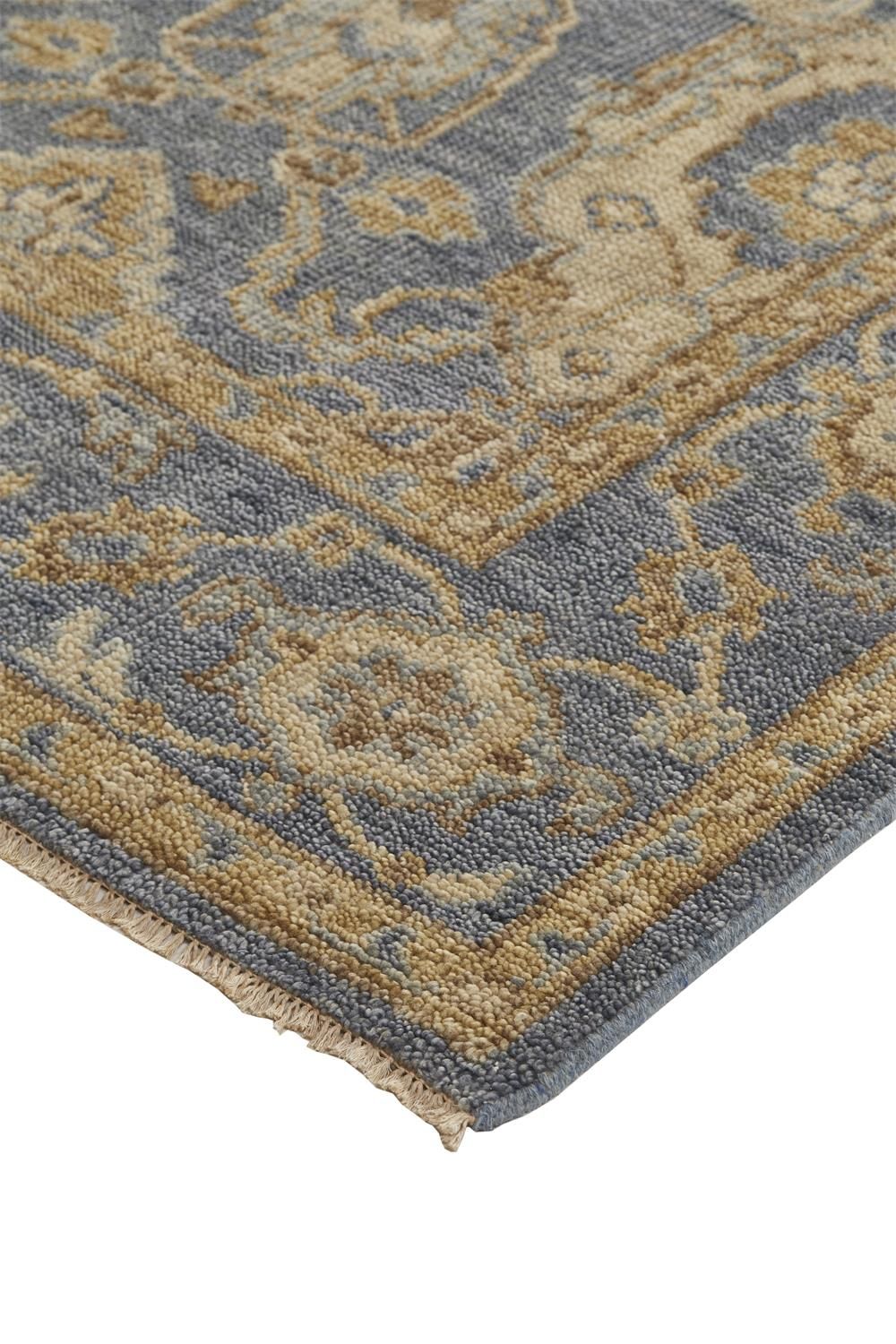 Irie Hand Knotted Blue and Gold Rug by BD Fine