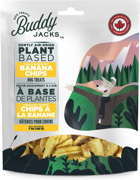 Buddy Jack's Banana Chips Grain-Free Dog Treats， 7-oz bag