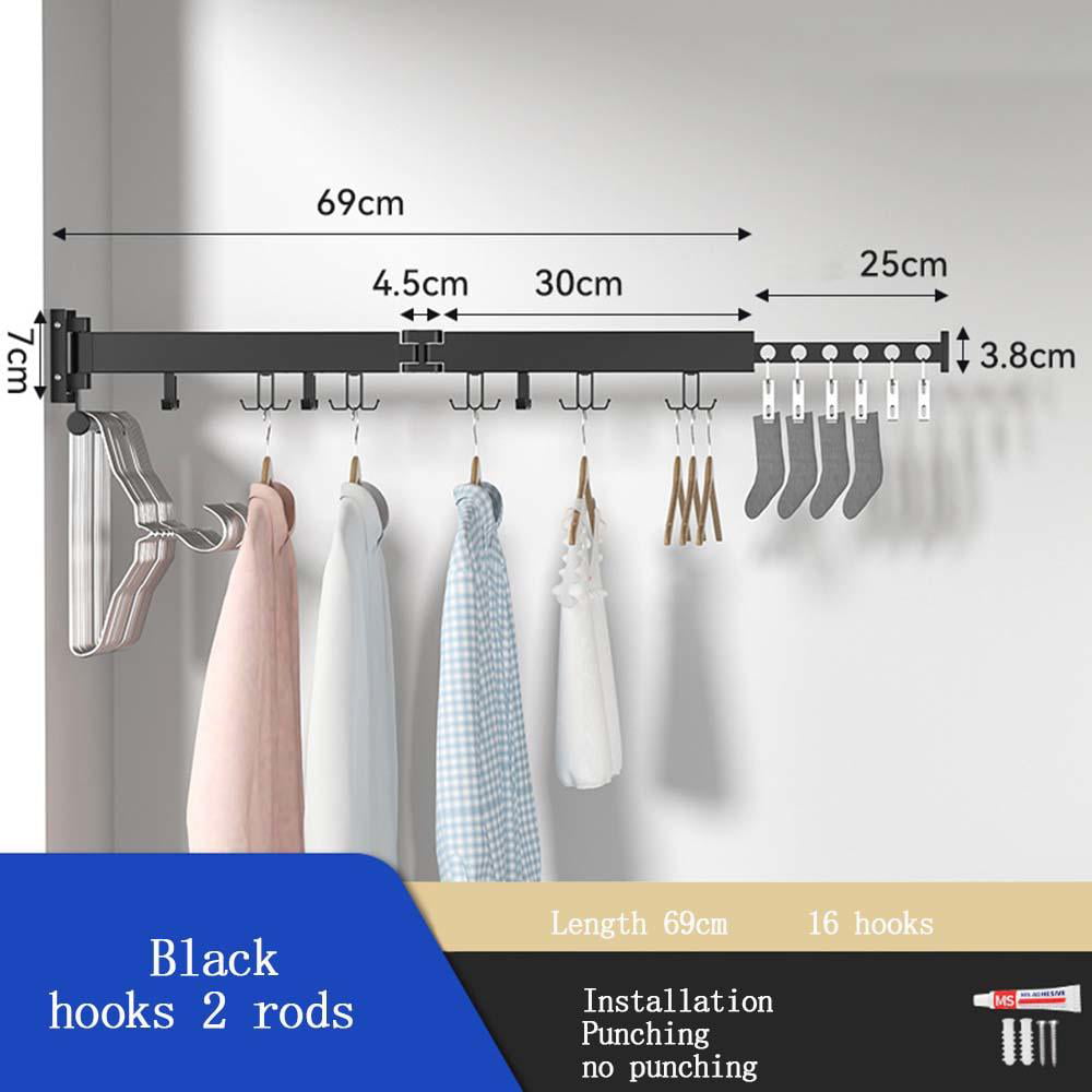 MINM Folding Clothes Hanger Aluminum Retractable Drying Rack Wall-mounted Laundry Storage Space Save Home Hotel Clothes Hanger