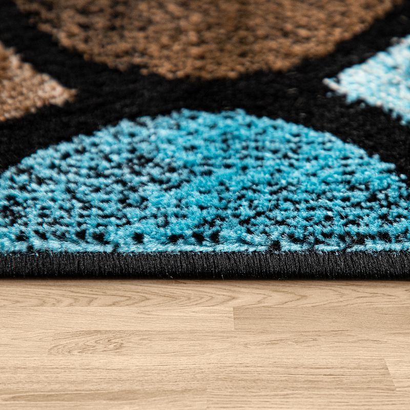 Colorful Area Rug Modern Moroccan Pattern with Blue Accents