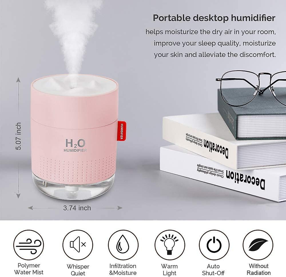 Portable 500 Ml Mini Cold Fog Humidifier With Two Fog Modes (pink)