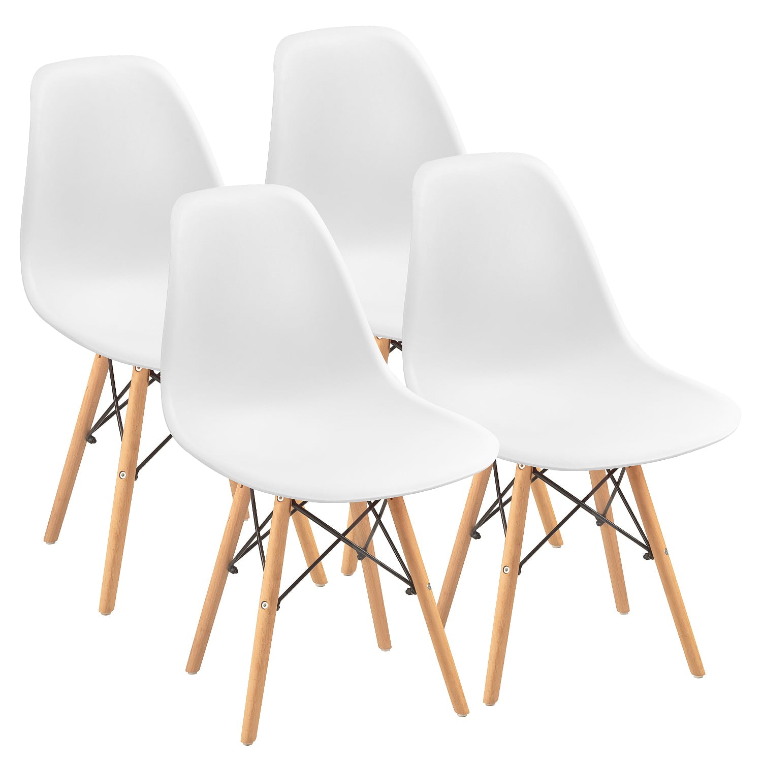 Lacoo Set of 4 Pre-Assembled Mid Century Modern Dining Chairs with Wood Legs for Kitchen Living Room